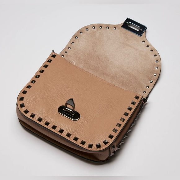 Valentino pink-tan flap rockstud bag - Picture 4 of 12